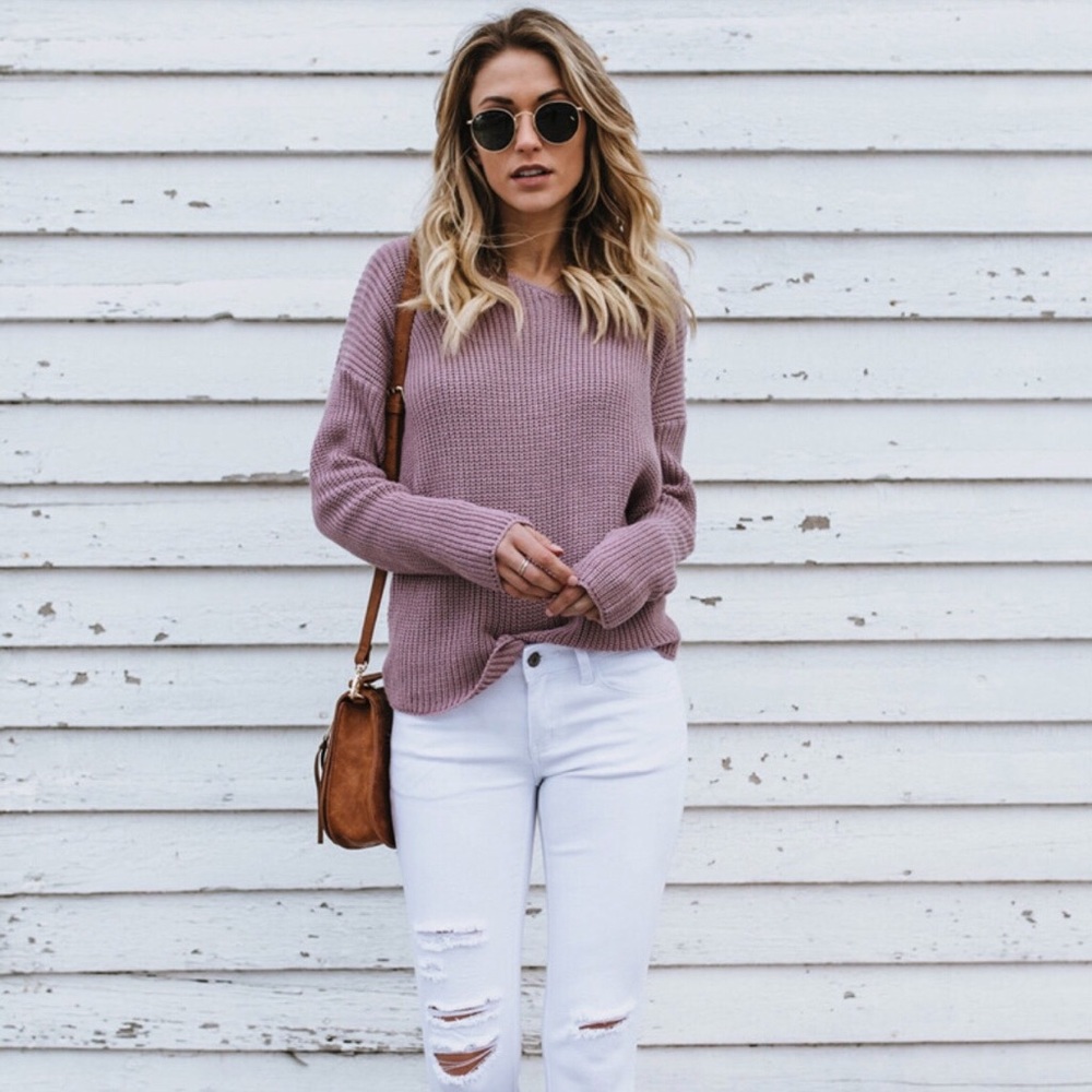 Kaylie Lavender Twist Back Sweater (L and XL left) - Picture 2 of 5